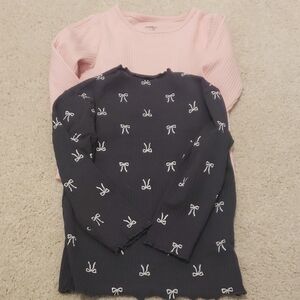 Pink and Bow Print Baby Tops